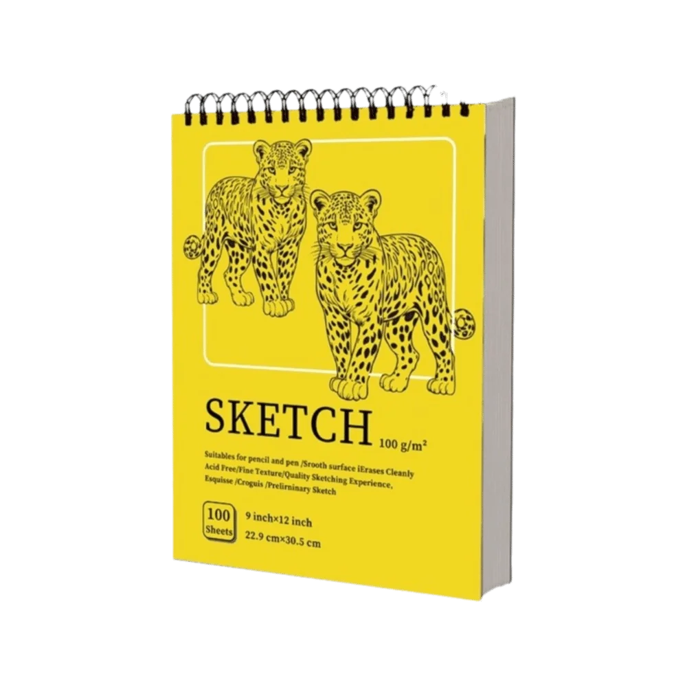 Cuaderno de bocetos en espiral de 100 hojas, portátil, con páginas perforadas, papel sin ácido
