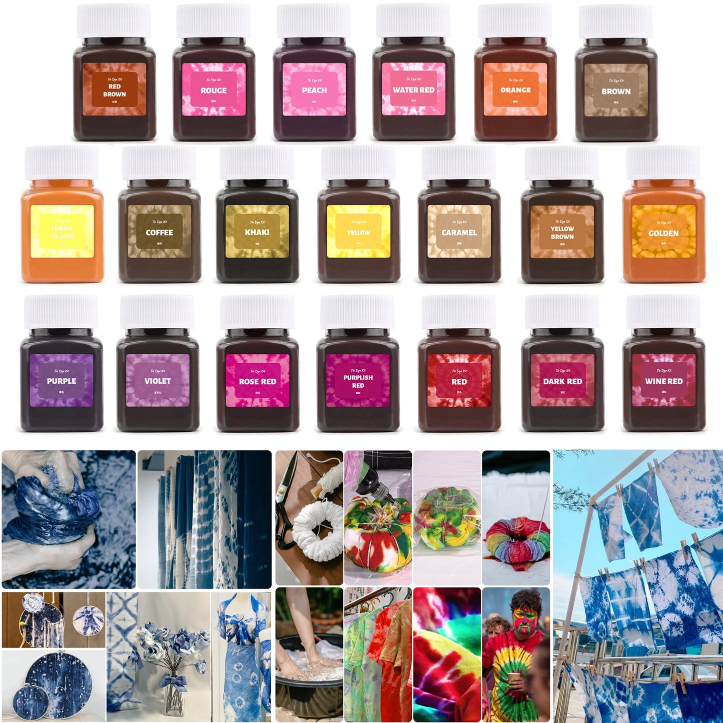 50 ml/botella de pigmentos en polvo para teñir telas