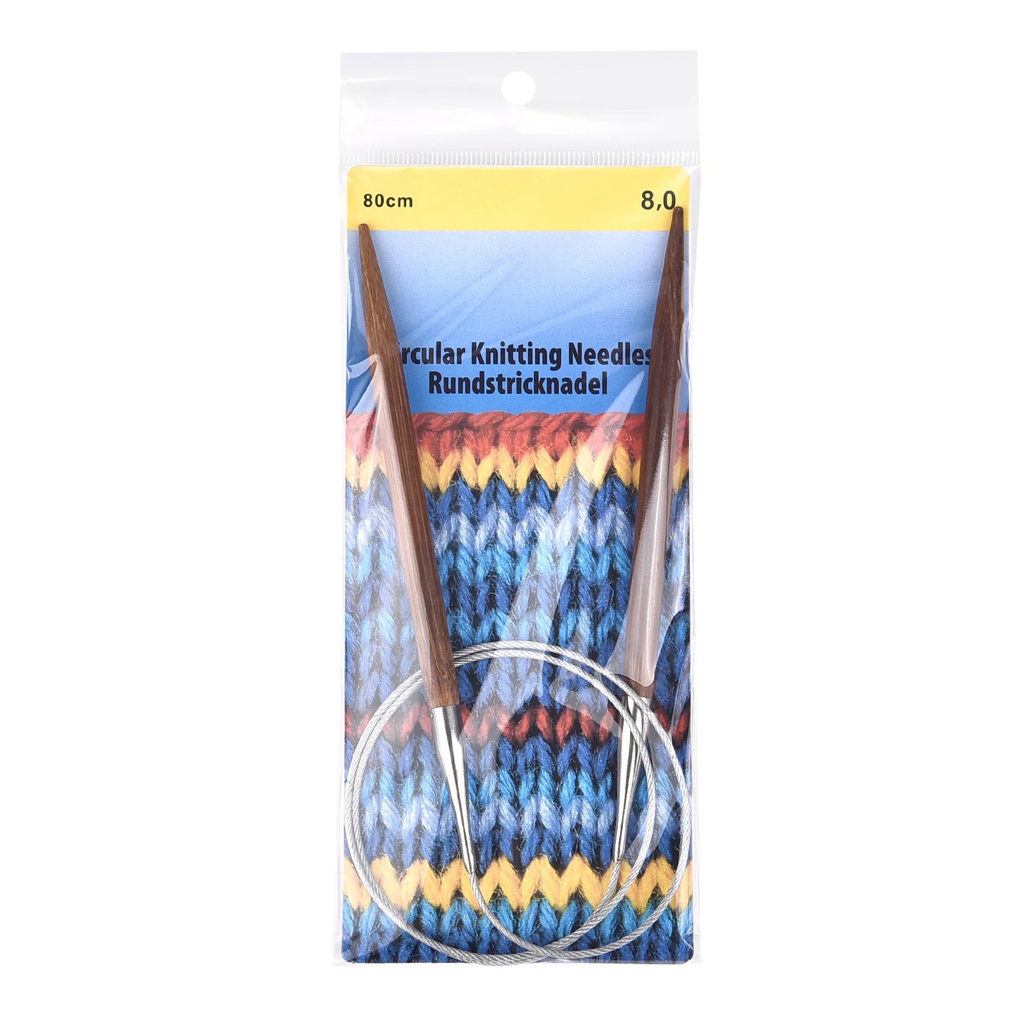 Palillos de tejer de bambú de 3-10mm, agujas circulares con aro de tubo de acero inoxidable para tejer a mano