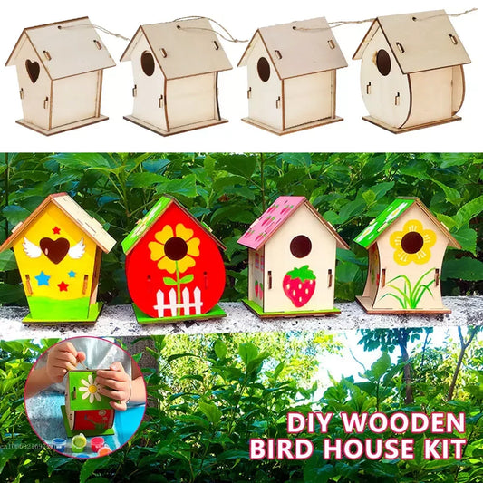 Kits coloridos de casa de pájaros de madera  para niños