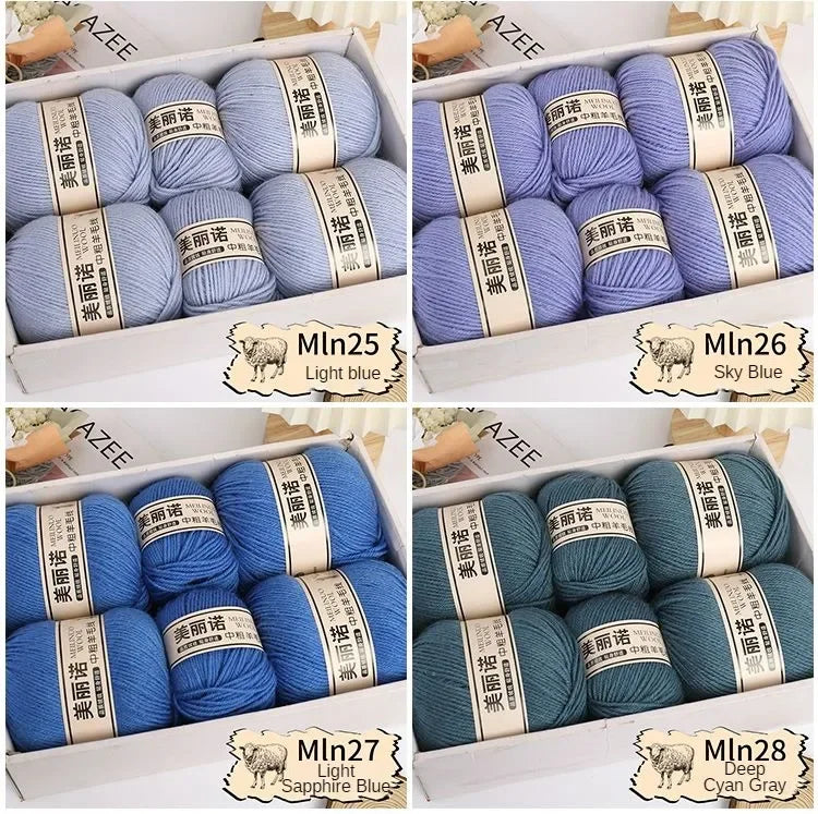500 g/set de lana merina de 4 capas para tejer a mano