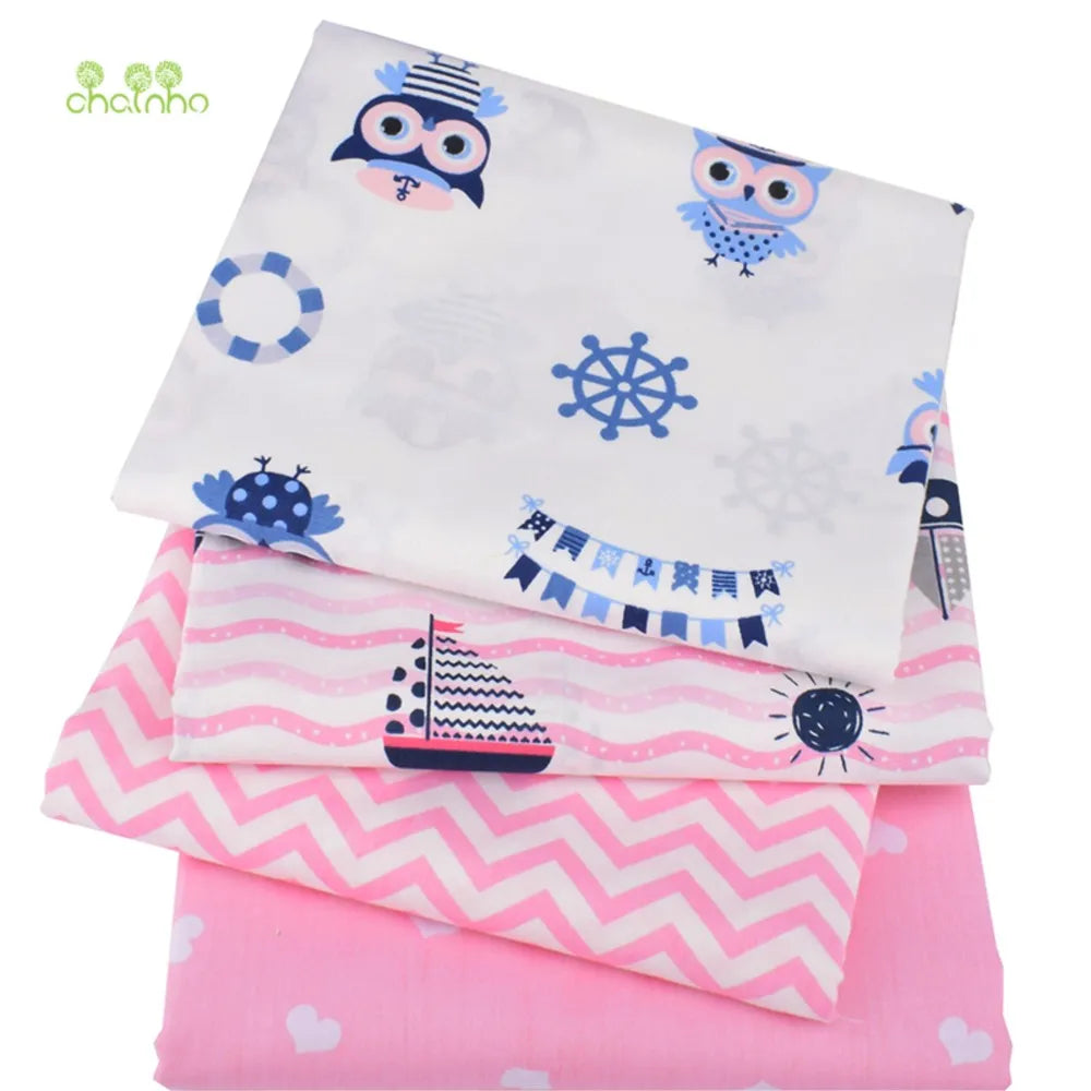 Tela de algodón de sarga estampada, Material de costura, serie Ocean, 25C21