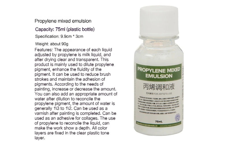 Líquido de mezcla acrílica de gran capacidad, pintura acrílica blanca lechosa, brillo más fino, pintura, pasta de moldeo, suministros de arte, 100/280ml