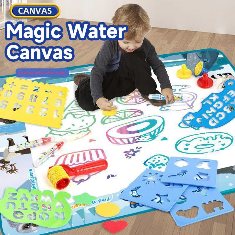 Alfombra mágica para dibujar con agua y para colorear, 100x80CM, pintura de acuarela, almohadilla, bolígrafos mágicos reutilizables.