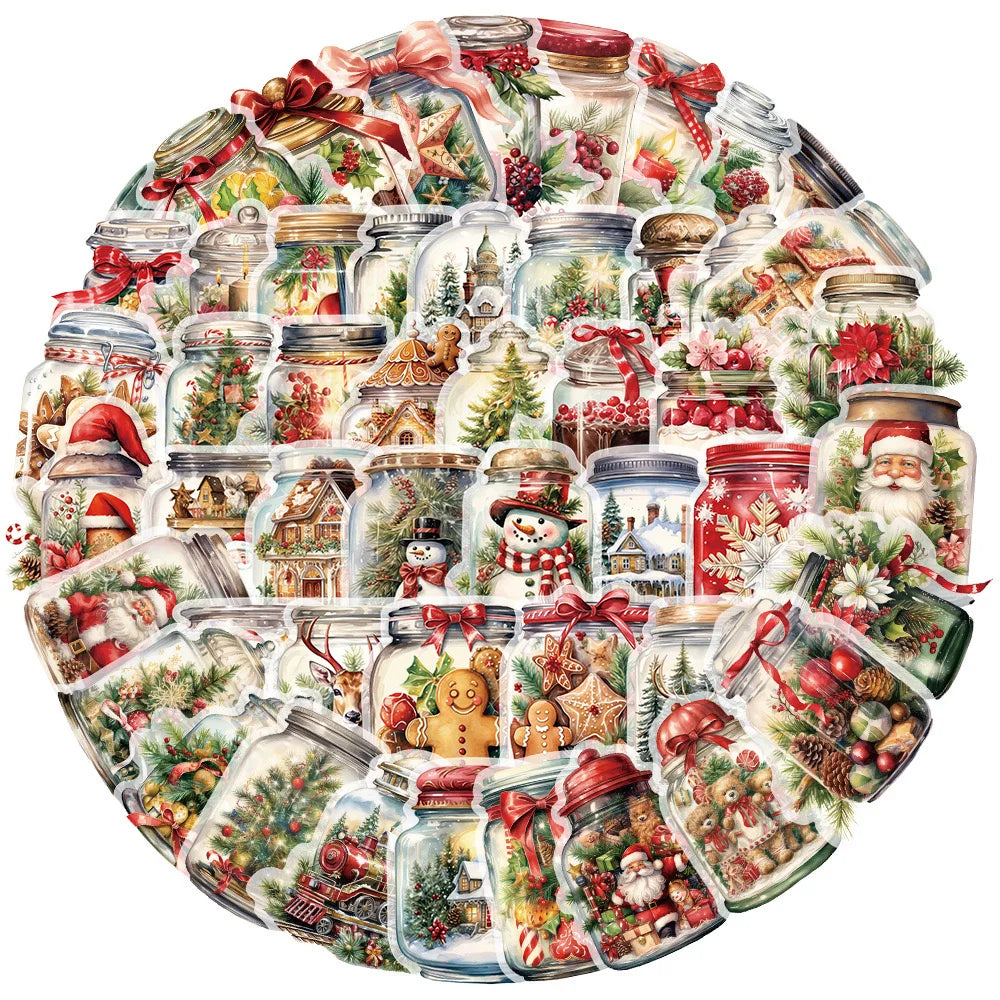 Stickers- calcomanías decorativas para botella y otros, de Navidad y Año Nuevo, 10/50 piezas