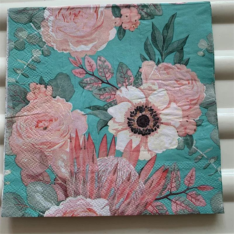Decoupage-Servilletas de papel de flores, mariposas, 20 unidades