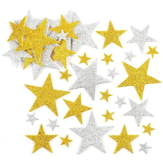 70 unidades, stickers de espuma, estrellas brillantes de colores para decoración en muchas superficies