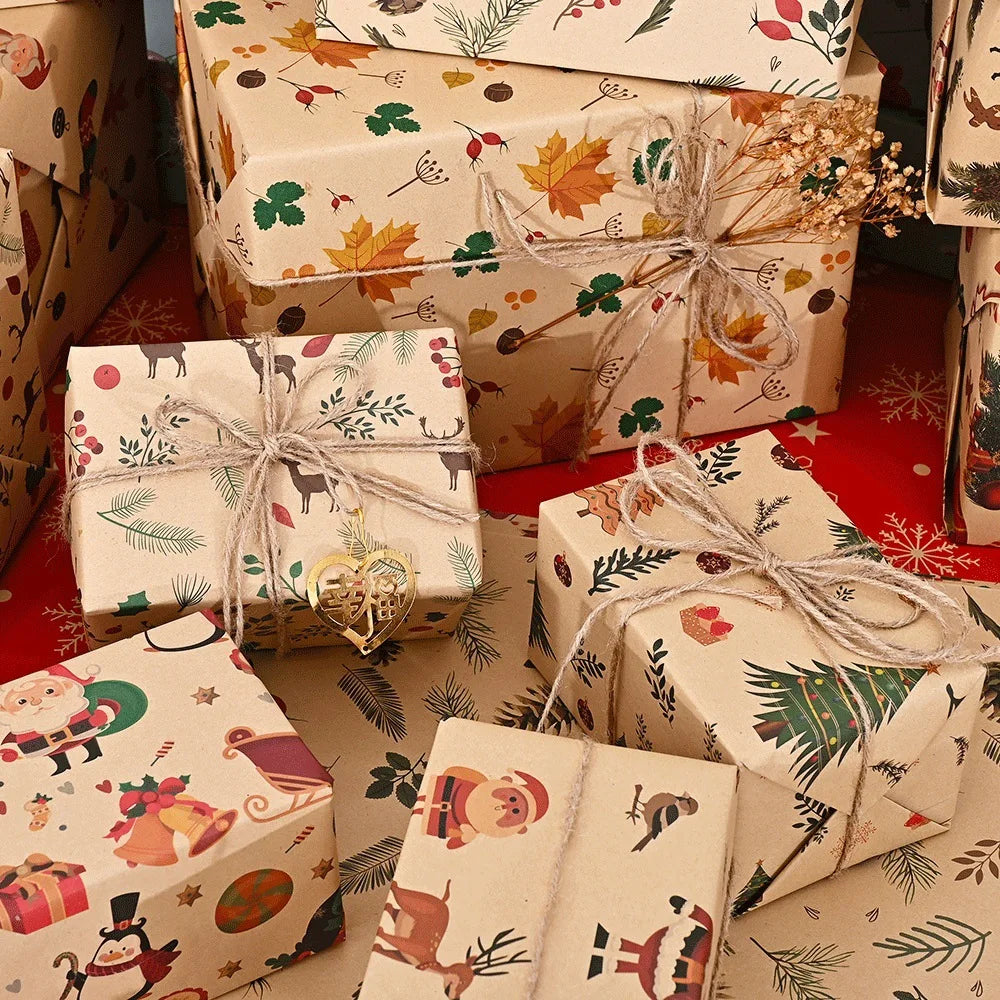 10 Uds., de papel de regalo navideño-74*50cm