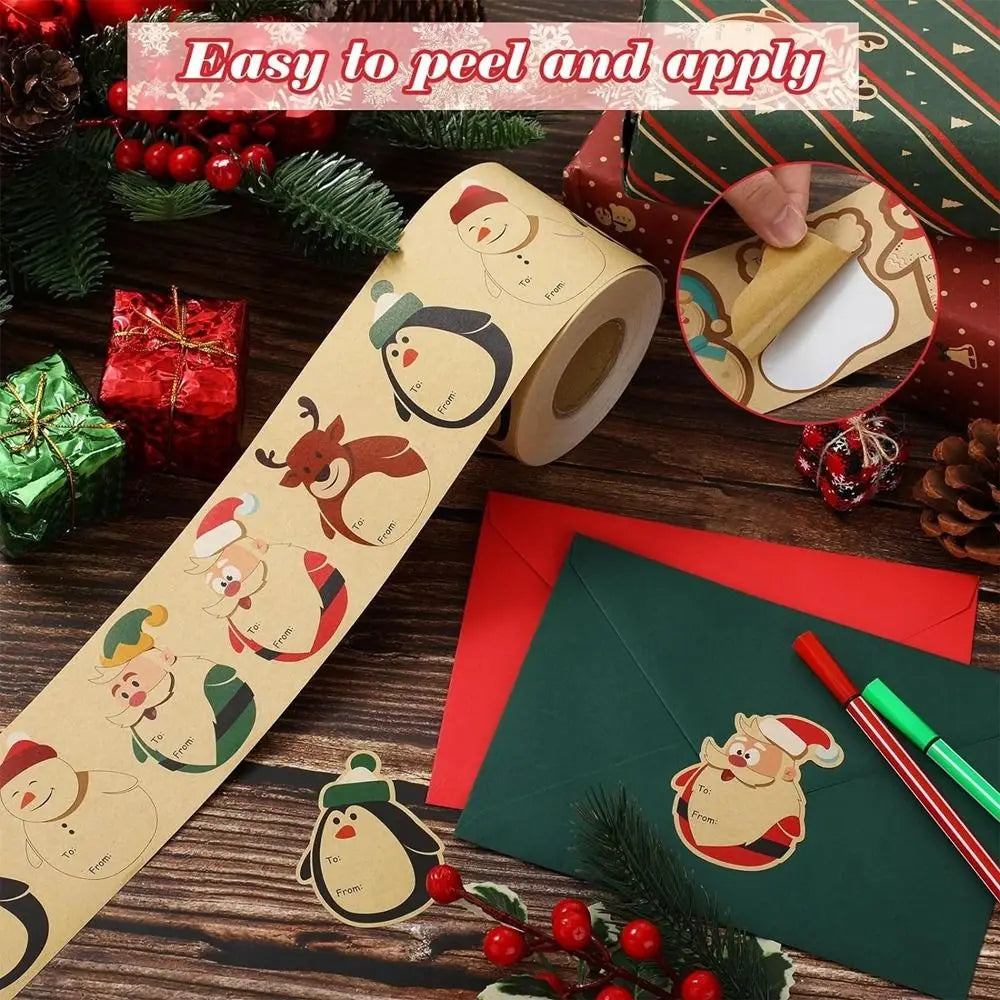 Etiquetas adhesivas para celebración de Navidad, etiquetas de nombre de regalo 200 unid.