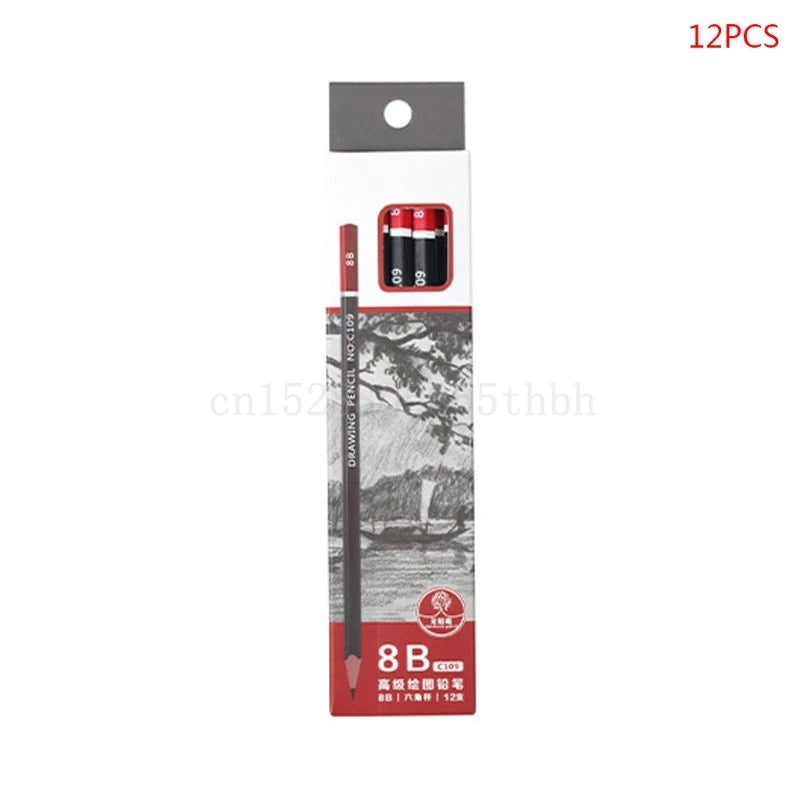 12 unids/caja lápiz de grafito para boceto, dibujo, escritura, 2H HB 2B 3B 3H 4B 5B