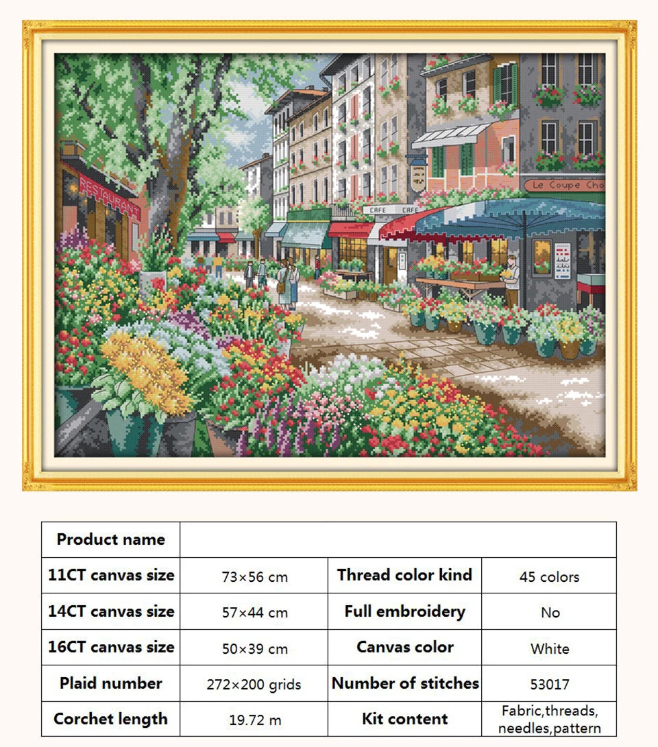 Kit de punto de cruz para manualidades,  con patrones de paisaje con Casa o cabaña,  11CT, 14CT, 16CT, DMC