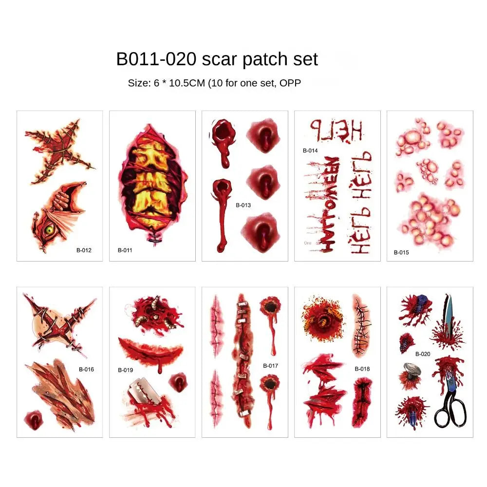 Stickers de tatuajes de terror impermeables para Halloween