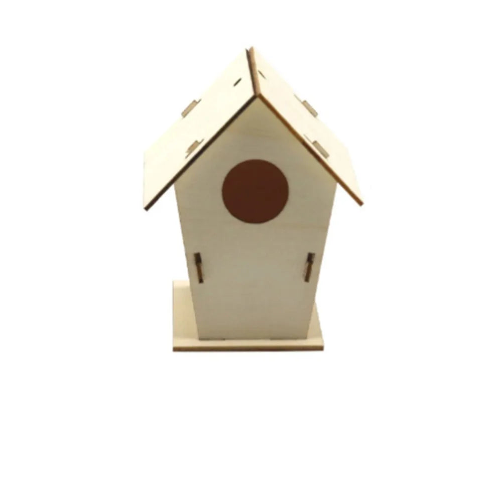 Casa de pájaro de madera para manualidades para el hogar, comedero colgante, 3 uds.