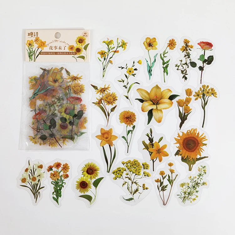 Colección de plantas de 40 piezas, stickers de hoja verde para decoración