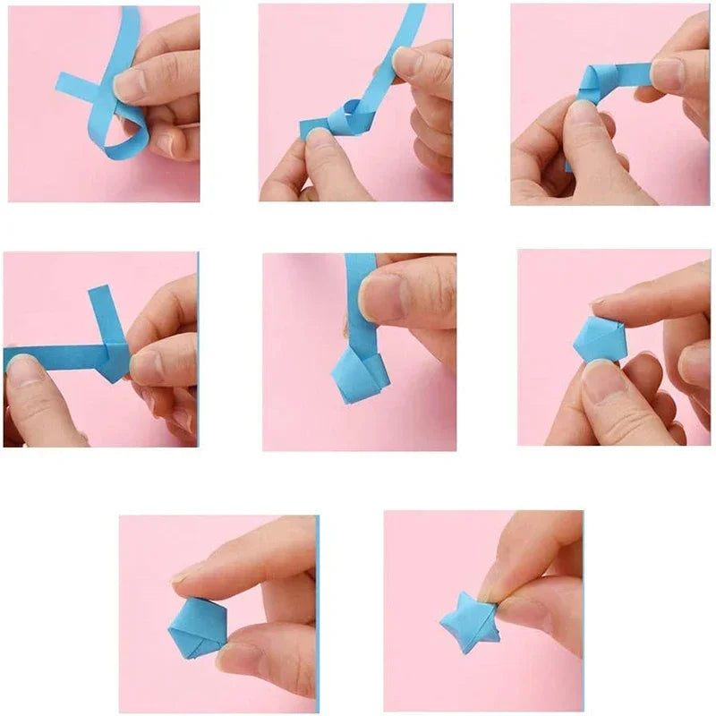 Surtido de papel de Origami de estrella de 540 hojas, estrella colorida de doble cara, manualidades plegables