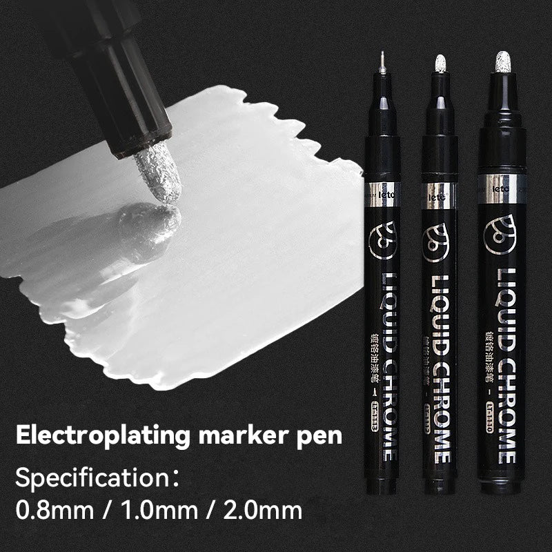 Bolígrafos de pintura espejo, tinta plateada, dorada y otros, punta de escritura de 1/2mm para modelo de Metal, madera, plástico y piedra, 1/6 Uds.