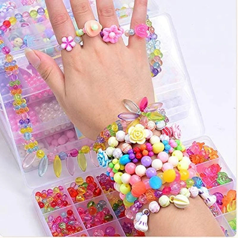 Conjunto de joyería, juego de cuentas espaciadoras sueltas creativas para hacer pulseras y collares, 24 cuadrículas, Cuerda elástica para hacer joyas