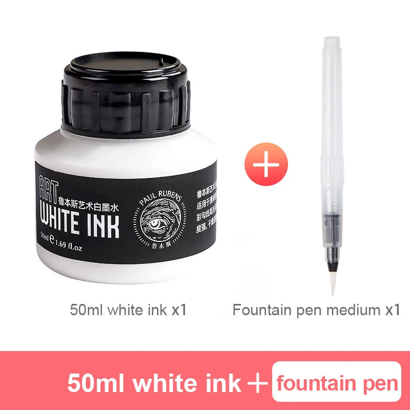 Tinta Blanca para Dibujo Paul Rubens Cartoonist de 50 ml para Pintura Artística con Pincel o Plumilla, Tinta Blanca Altamente Opaca para Resaltos y Correcciones