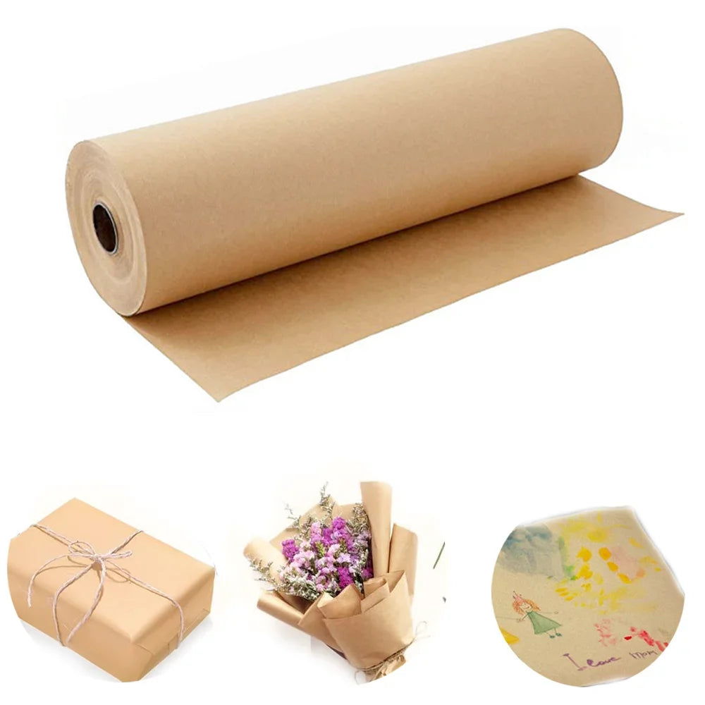 Rollo de papel kraft marrón para embalaje , dibujo y manualidades