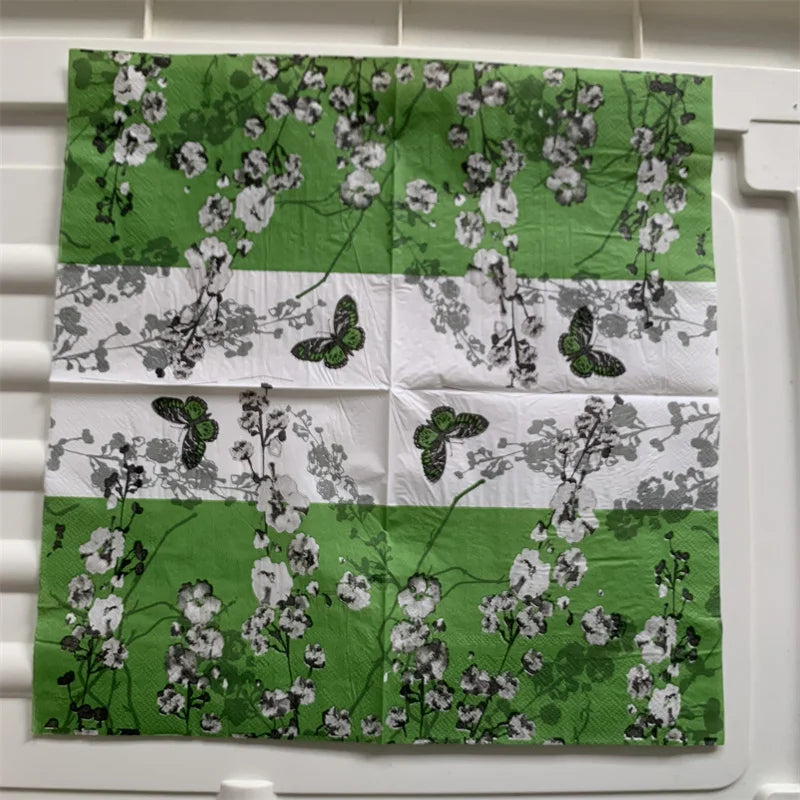 Decoupage-Servilletas de papel de flores, mariposas, 20 unidades