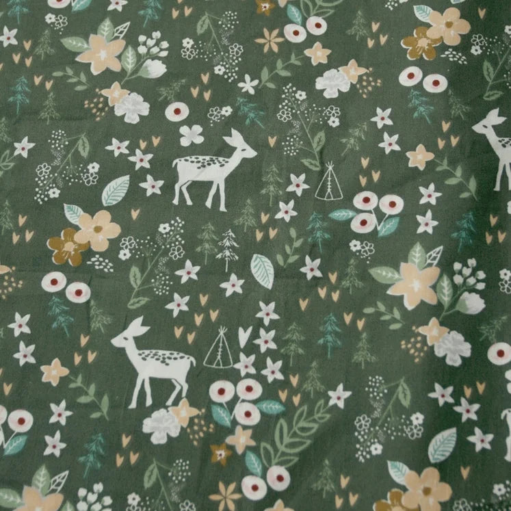 Serie verde, cereza, ciervo, tela de algodón, accesorios de costura, por medio metro 50*160cm