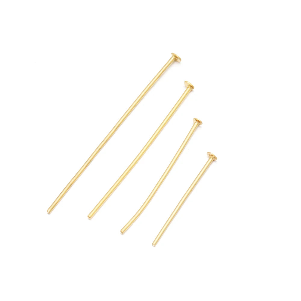100/50 Uds. Cabezas de acero inoxidable, de cabeza plana, de bola de Color dorado para accesorios de joyería