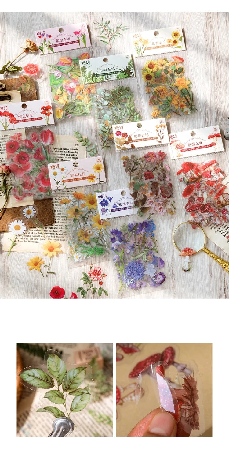 Colección de plantas de 40 piezas, stickers de hoja verde para decoración