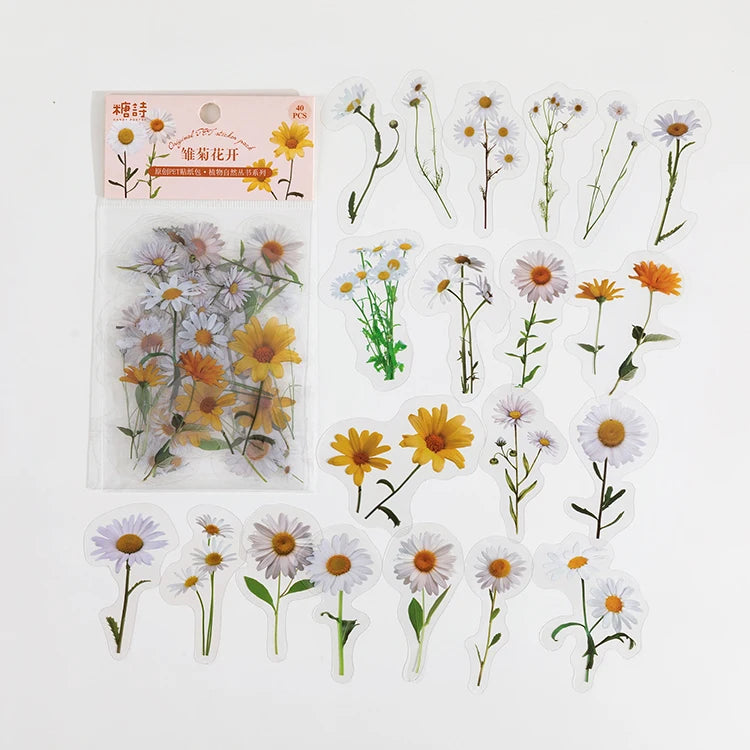 Colección de plantas de 40 piezas, stickers de hoja verde para decoración