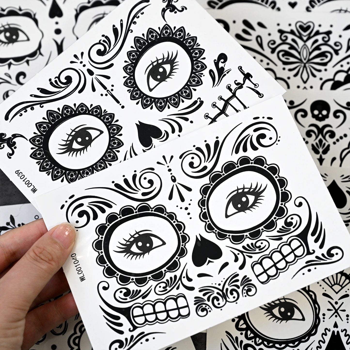 12 Piezas de Tatuajes Temporales Faciales de Halloween