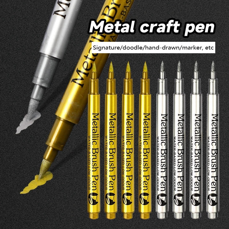 Juego de rotuladores metálicos de 1a 3 piezas, rotuladores de pintura, oro, plata y blanco, marcadores de arte permanente