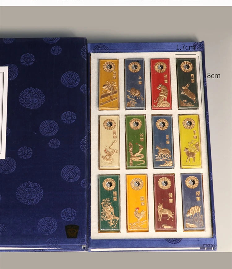 Barras de tinta de pigmento de Color, bloques de tinta de pintura china 12 uds.