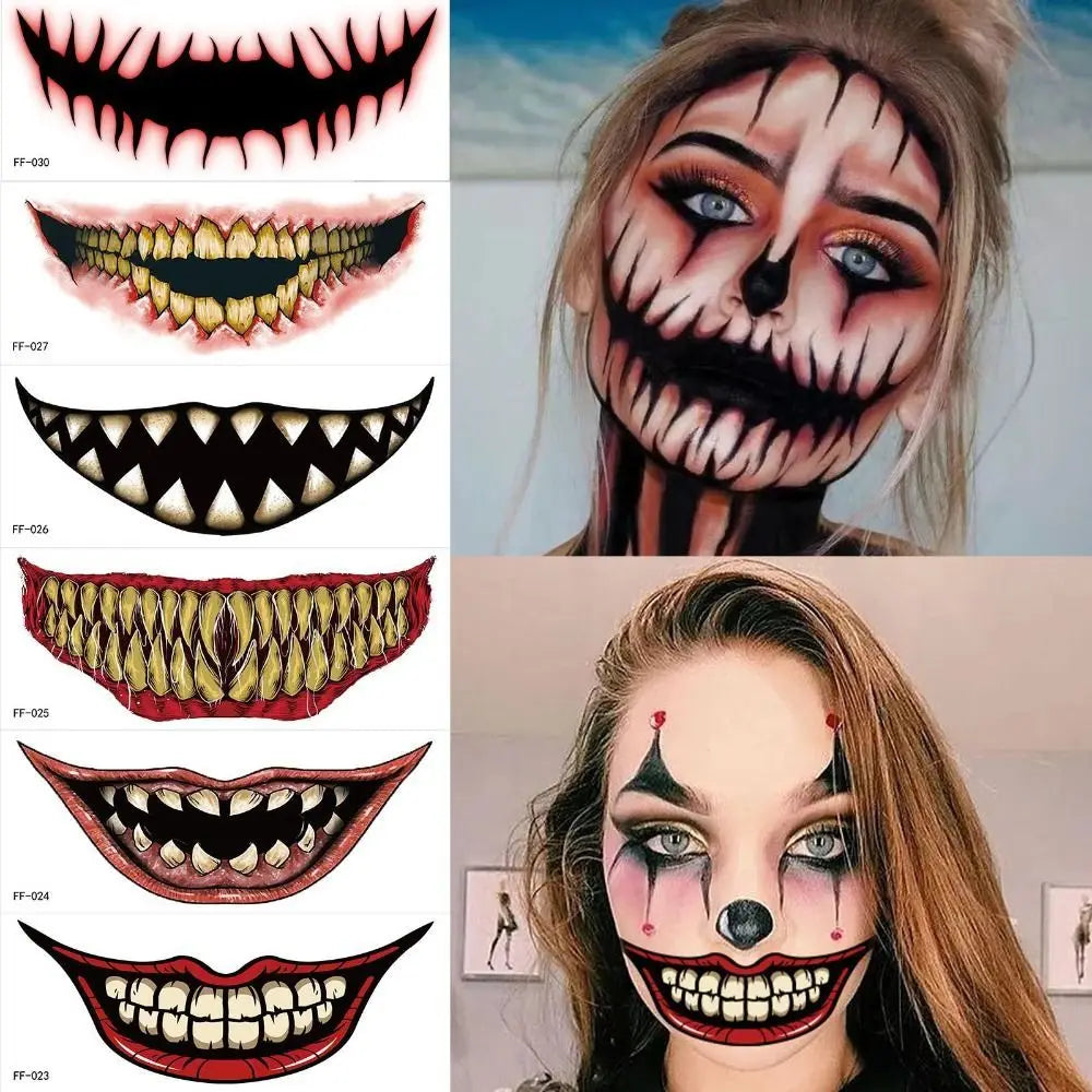 Stickers de tatuajes de terror impermeables para Halloween