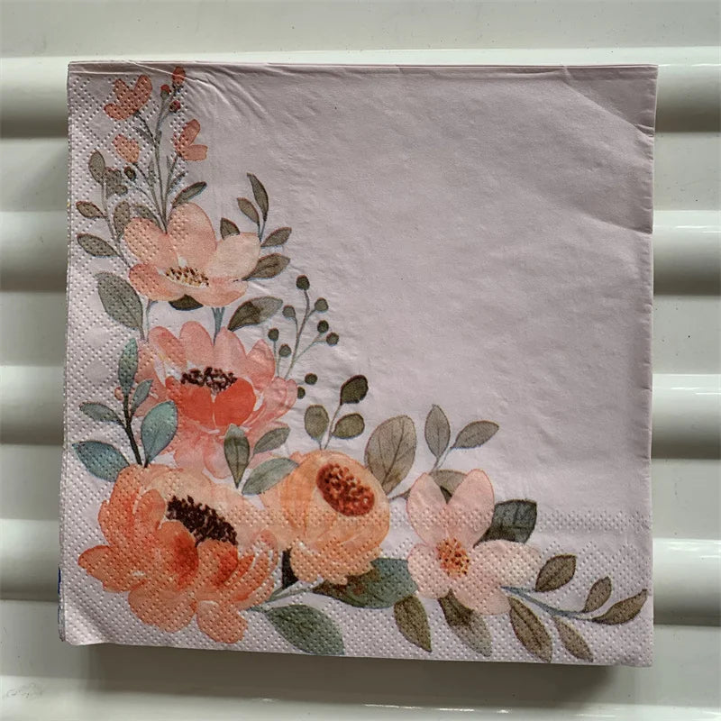Decoupage-Servilletas de papel de flores, mariposas, 20 unidades