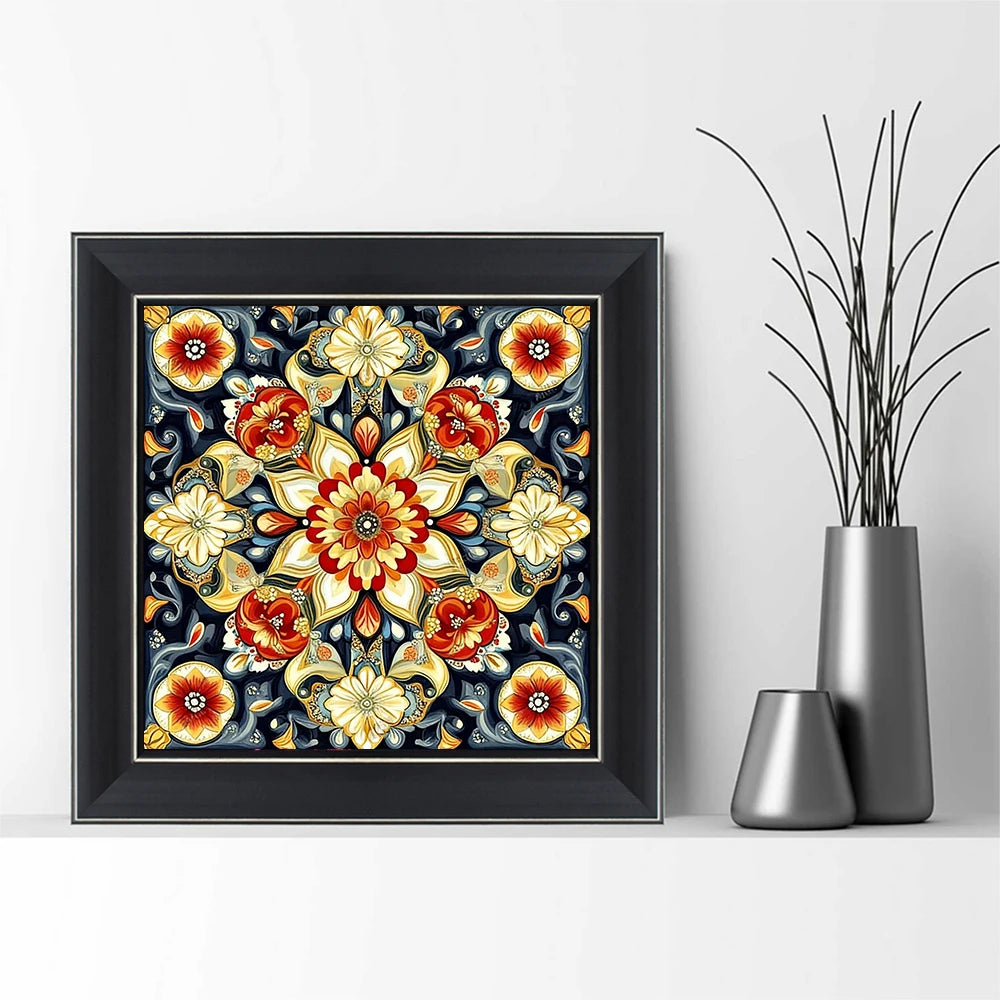 Kits de Punto de Cruz,  Mandala, Flores Abstractas, 11Ct, Imagen Impresa