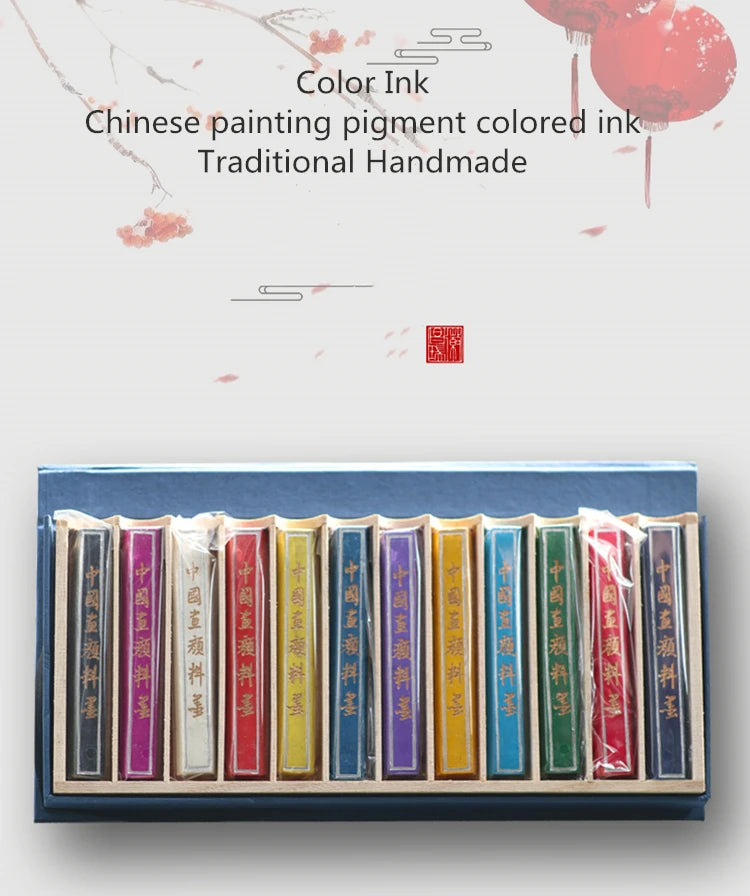 Barras de tinta de pigmento de Color, bloques de tinta de pintura china 12 uds.