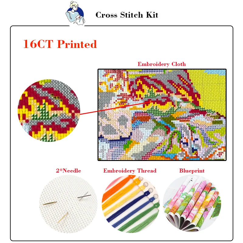 Kits de punto de cruz con patrón de ciudad europea, lienzo estampado contado Aida 16CT 14CT 11CT, bordado artesanal