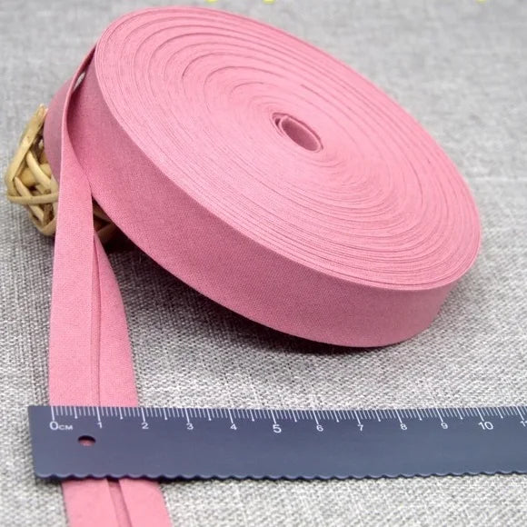 Sesgo, cinta al bies 100% de algodón, 20mm de ancho, 3/4 ",  con pliegue planchado, 5 mts