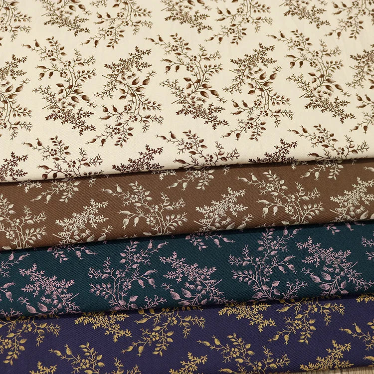 Tela de algodón de 100CM x 150CM con flores frescas y plantas para coser