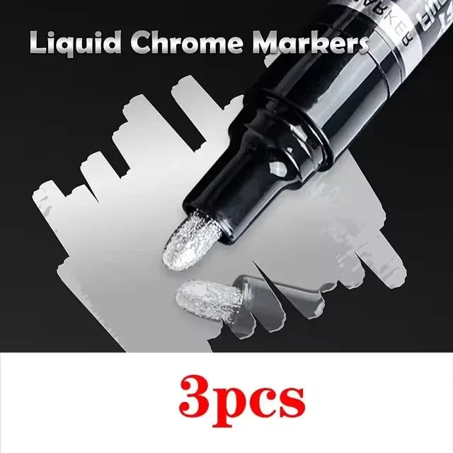 Rotulador de pintura cromada, lápices de pintura de espejo líquido reflectante, tinta dorada y plateada, punta de escritura de 1mm para modelo de metal, madera y plástico, 1/2/3 unidades