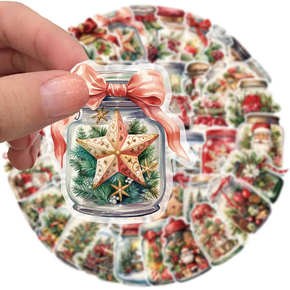 Stickers- calcomanías decorativas para botella y otros, de Navidad y Año Nuevo, 10/50 piezas