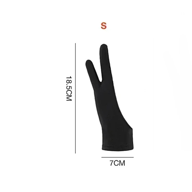 Guante de dibujo, guantes anti táctil de dos dedos, protector contra manchas, pintura