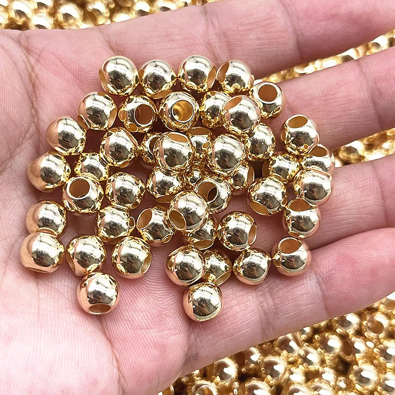 Mostacillas espaciadoras redondas de agujero grande para fabricación de joyas, 6mm, 8mm, 10mm
