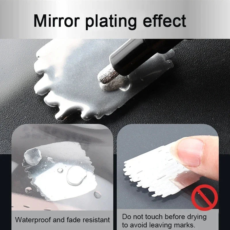 Rotulador de pintura cromada, lápices de pintura de espejo líquido reflectante, tinta dorada y plateada, punta de escritura de 1mm para modelo de metal, madera y plástico, 1/2/3 unidades