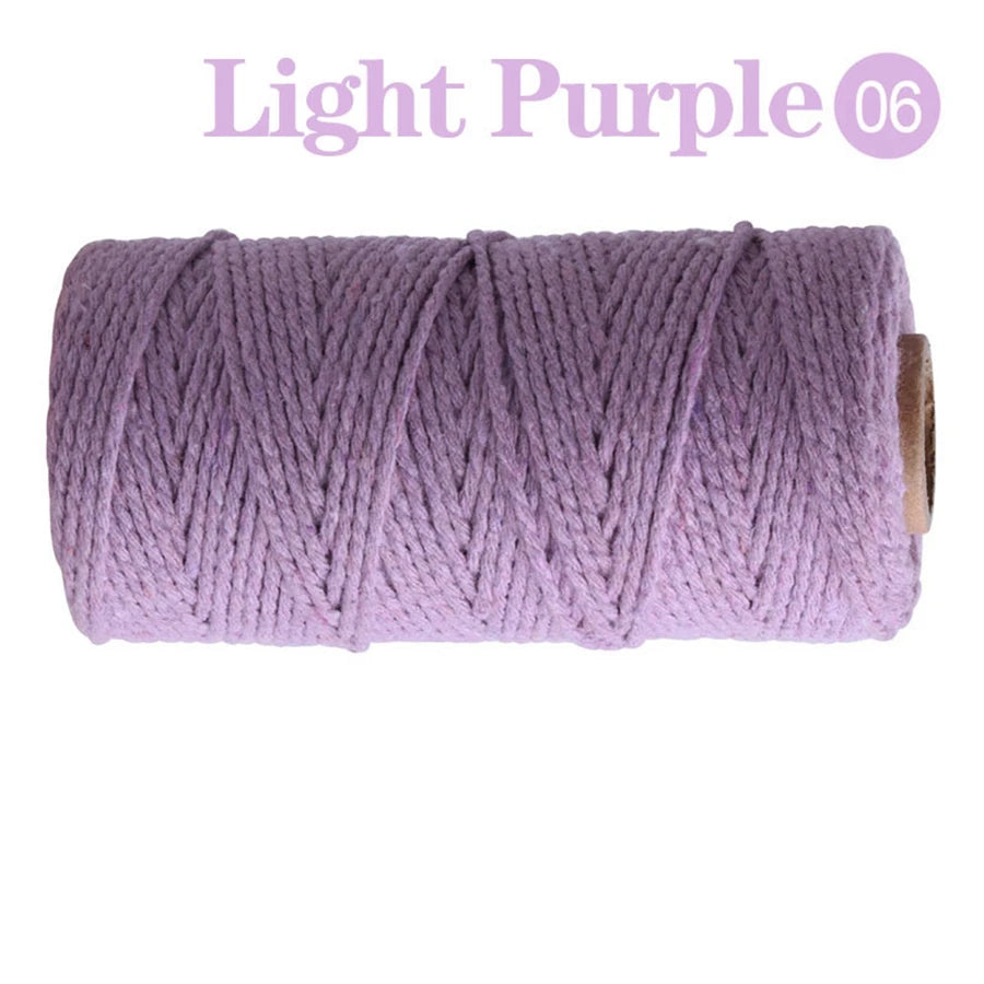 Cuerda de Algodón Puro para Macramé, de 2mm y 100M, 20 Colores