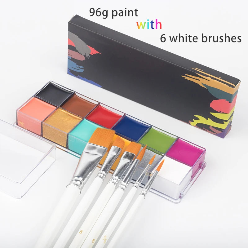 Kit de pintura con pinceles para niños y adultos, maquillaje corporal, arte corporal, ingrediente seguro, 12/20 colores