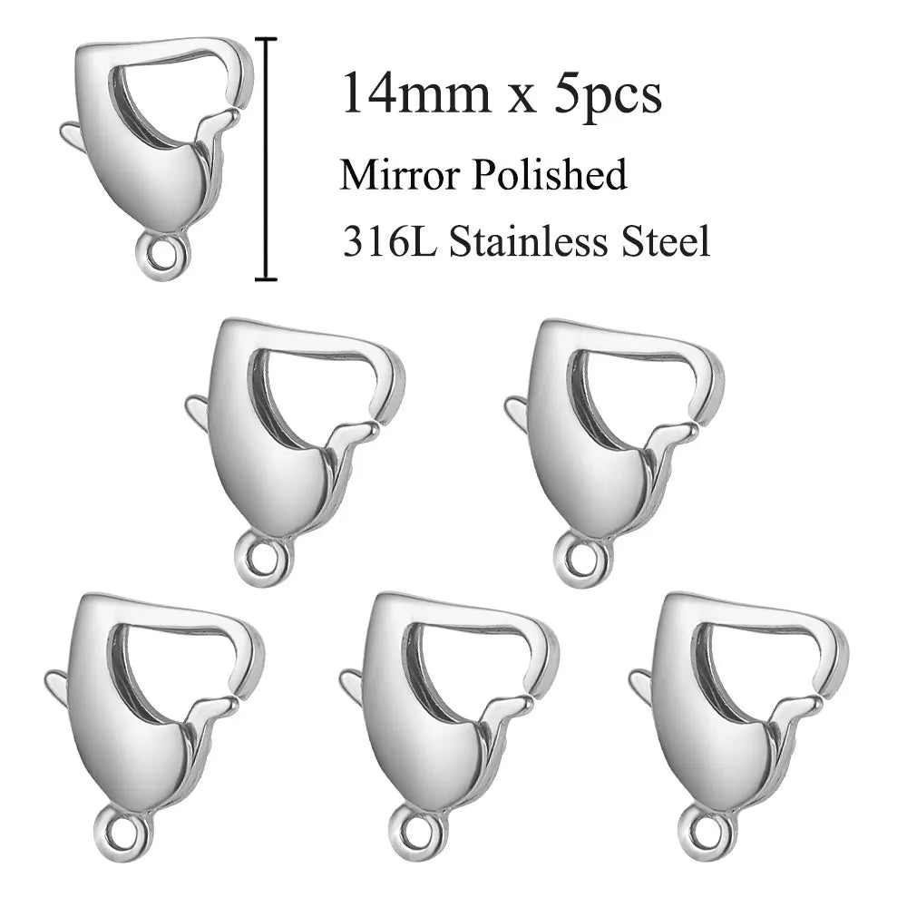 5 unids/lote de cierre de langosta rectangular de acero inoxidable de joyería para hacer collares y pulseras