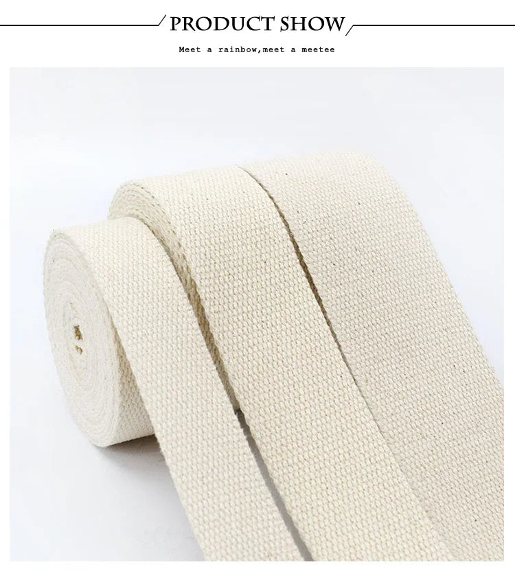 Huinchas de algodón de lona beige de 10 metros, 15-38mm