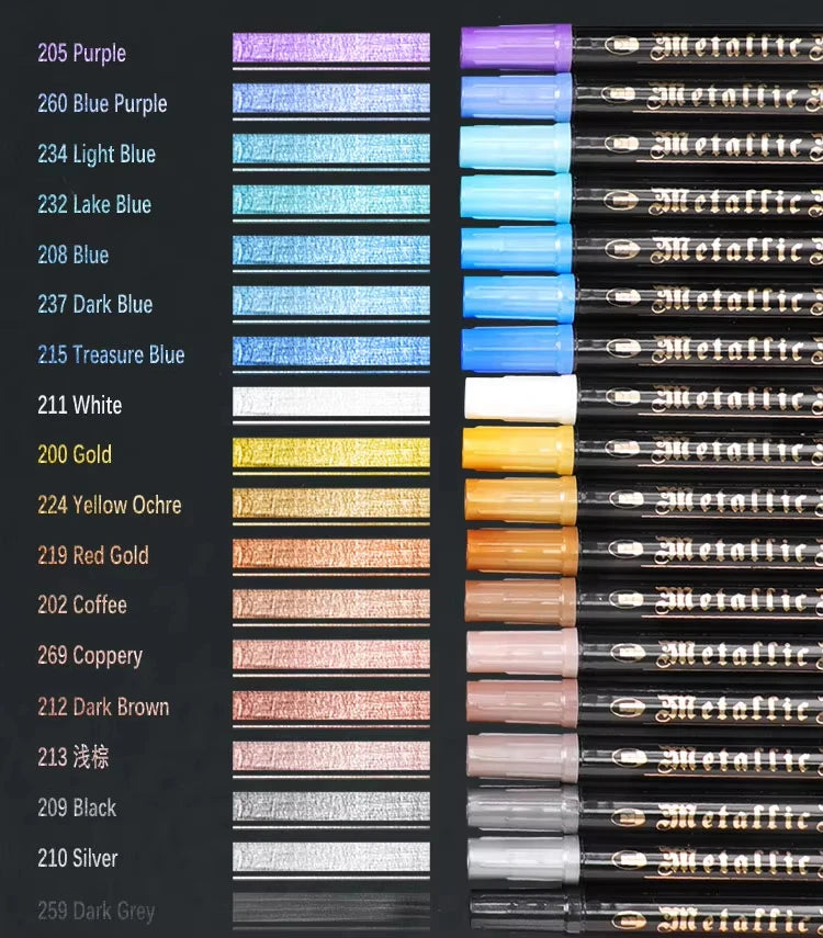 Rotuladores metálicos de pincel, para manualidades de Manga, 12/24/36 colores