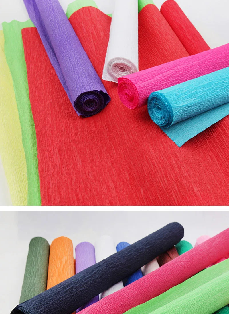 Rollo de papel crepé de colores de 50x250cm.