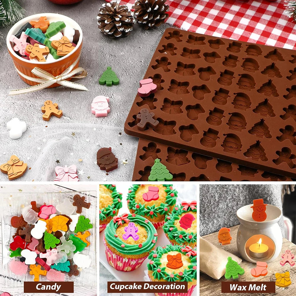 Moldes navideños de silicona para dulces y chocolate
